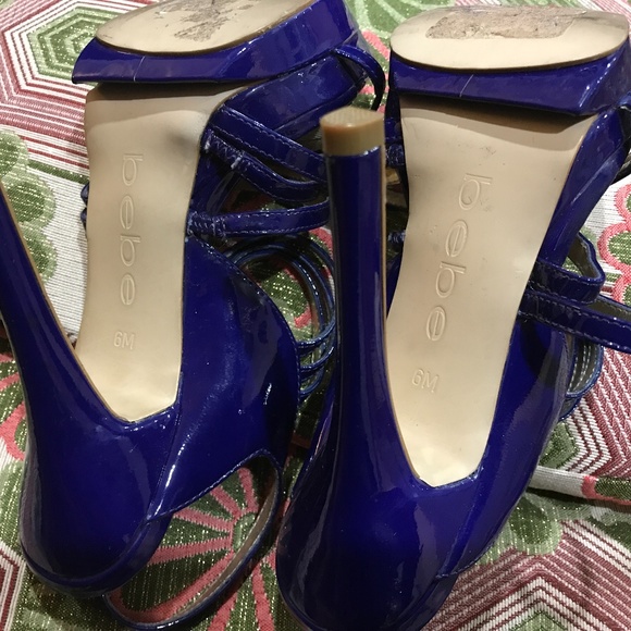 BEBE cobalt blue patent strappy heels 6 - Picture 5 of 6